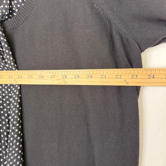 Talbots Cotton Silk Polka Dot Pullover Sweater Top Black Capsule Minimalist 3X - Picture 6 of 10